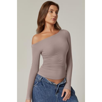 Stylish QINSEN Off Shoulder Long Sleeve Top for Women