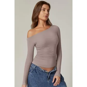 Stylish QINSEN Off Shoulder Long Sleeve Top for Women