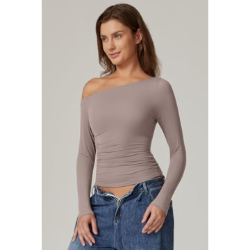 Stylish QINSEN Off Shoulder Long Sleeve Top for Women