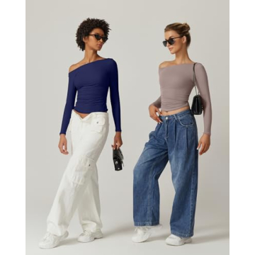 Stylish QINSEN Off Shoulder Long Sleeve Top for Women