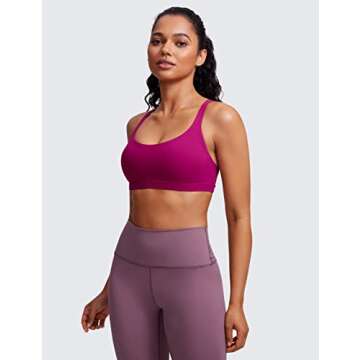 CRZ YOGA Strappy Sports Bras for Women - Criss Cross Back Wireless Padded Yoga Workout Cami Top Mage...