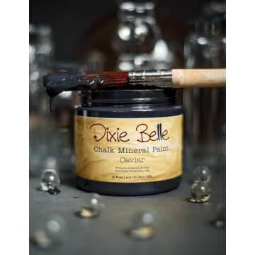 Dixie Belle Paint Company Chalk Finish Furniture Paint - Caviar (16oz) - Matte Black Chic Chalk Mine...