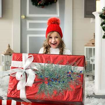 ANLIONYE 6pcs Large Artificial Pine Branches with Berry Christmas Tree Picks Spray Greenery Pine Needles Branch for DIY Wreath Christmas Tree Decoration（vase not Included）