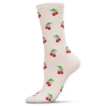 MeMoi Cherries Rayon Blend Crew Socks - Eco-Friendly Style