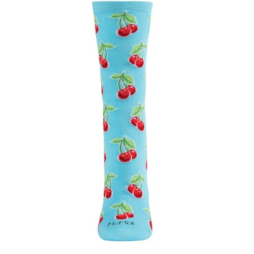 MeMoi Cherries Rayon Blend Crew Socks - Eco-Friendly Style