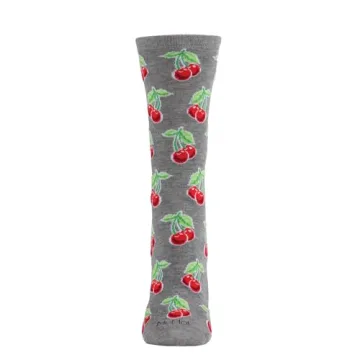 MeMoi Cherries Rayon Blend Crew Socks - Eco-Friendly Style