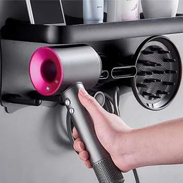 Hair Dryer Wall Mount Holder for Dyson Supersonic Hair Dryer, Hair Dryer Bracket Accessories Holder For Dyson, Punch-free Hair Dryer Holder Bathroom Storage Rack (L)