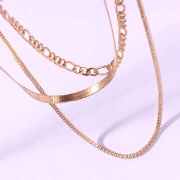 Jeairts Layered Herringbone Choker Necklace Gold Snake Chain Necklaces Dainty Necklace Jewelry for Women