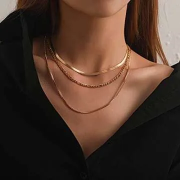 Jeairts Layered Gold Snake Choker Necklace for Women