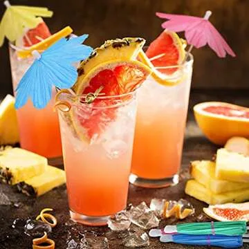 Patelai 150 Pcs Cocktail Umbrella Picks Flowers Umbrellas Cocktail Umbrella Picks Drink Parasol Paper Cupcake Toppers Tropical Parasol Toothpicks Assorted Colors for Drinks Tiki Bars Picnics
