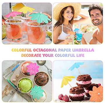 Patelai 150 Pcs Cocktail Umbrella Picks Flowers Umbrellas Cocktail Umbrella Picks Drink Parasol Paper Cupcake Toppers Tropical Parasol Toothpicks Assorted Colors for Drinks Tiki Bars Picnics