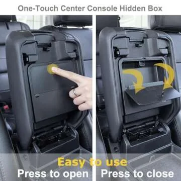 Center Console Hidden Organizer Box Compatible with Jeep Wrangler JL/JLU 4XE and Jeep Gladiator JT 2018-2023 2024 2025 Accessories Armrest Secret Compartment One-Touch Hidden Storage（Patent Design）