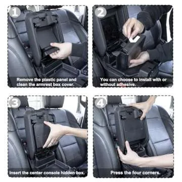Center Console Hidden Organizer Box Compatible with Jeep Wrangler JL/JLU 4XE and Jeep Gladiator JT 2018-2023 2024 2025 Accessories Armrest Secret Compartment One-Touch Hidden Storage（Patent Design）