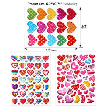 Konsait 60 Sheets Valentine Heart Stickers Love Decorative Sticker for Kids Envelopes Cards Craft Sc...