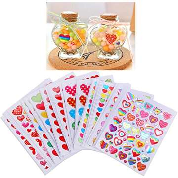 Konsait 60 Sheets Valentine Heart Stickers for Kids Crafting