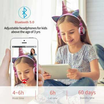 Unicorn Wireless Kids Headphones with Mic