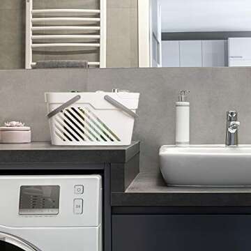 UUJOLY Plastic Organizer Storage Baskets with Handles Storage Bins Shower Caddy Organizer for Bathroom and Kitchen Shampoo, Body Wash, Shower Essentials, Makeup (White)