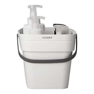 UUJOLY Plastic Organizer Storage Baskets with Handles Storage Bins Shower Caddy Organizer for Bathroom and Kitchen Shampoo, Body Wash, Shower Essentials, Makeup (White)