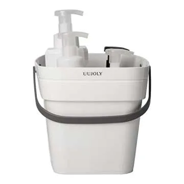 UUJOLY Plastic Organizer Storage Baskets with Handles Storage Bins Shower Caddy Organizer for Bathroom and Kitchen Shampoo, Body Wash, Shower Essentials, Makeup (White)