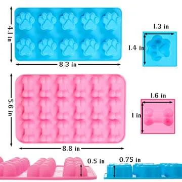 Silicone Molds Puppy Dog Paw and Bone Molds (6 PCS) for Baking, Chocolate, Candy, Jelly, Ice Cube Si...