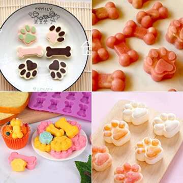 Silicone Dog Paw and Bone Molds (6 PCS) for Baking Treats