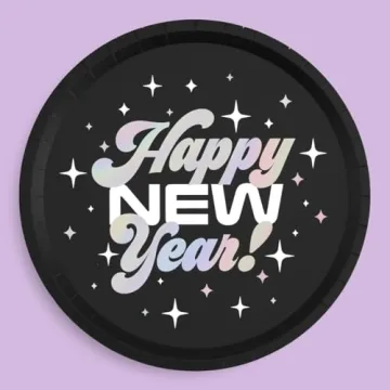 xo, Fetti New Years Eve 2024 Plates - 25 pk, 9" | NYE 2024 Party Decorations, Happy New Years Dispos...