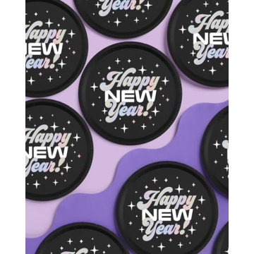 Stylish New Year's Eve 2024 Plates - 25 Pack for Parties