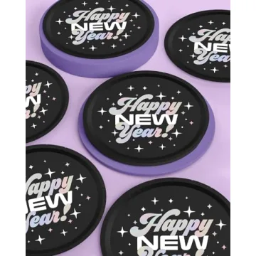Stylish New Year's Eve 2024 Plates - 25 Pack for Parties