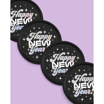 Stylish New Year's Eve 2024 Plates - 25 Pack for Parties