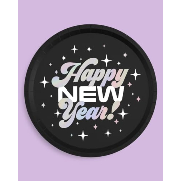 Stylish New Year's Eve 2024 Plates - 25 Pack for Parties