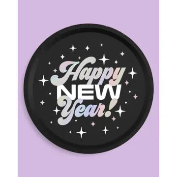Stylish New Year's Eve 2024 Plates - 25 Pack for Parties