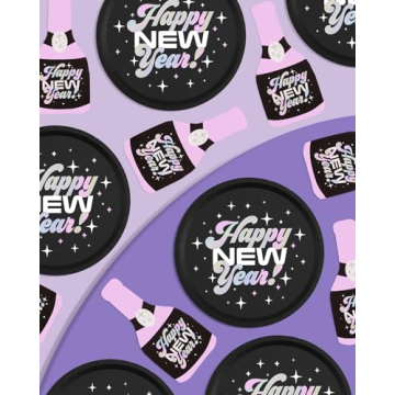 Stylish New Year's Eve 2024 Plates - 25 Pack for Parties