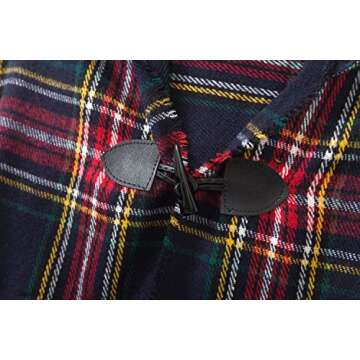 Urban CoCo Women's Vintage Plaid Knitted Tassel Poncho Shawl Cape Button Cardigan (One Size, Series 2 Dark blue)