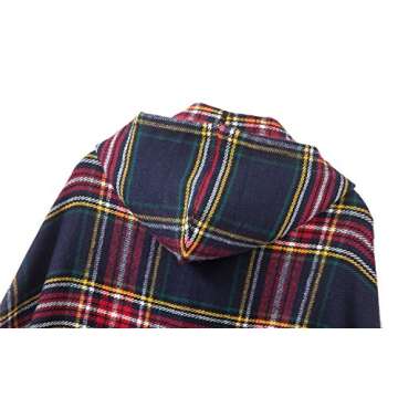 Urban CoCo Women's Vintage Plaid Knitted Tassel Poncho Shawl Cape Button Cardigan (One Size, Series 2 Dark blue)