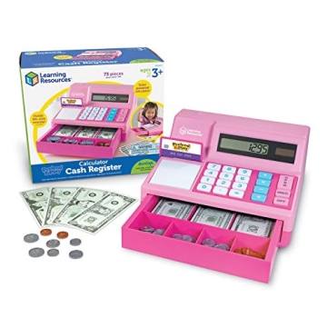 Learning Resources Pretend & Play Calculator Cash Register - Educational Fun with 73 Pieces for Kids