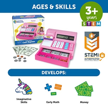 Learning Resources Cash Register for Kids - 73 Pieces