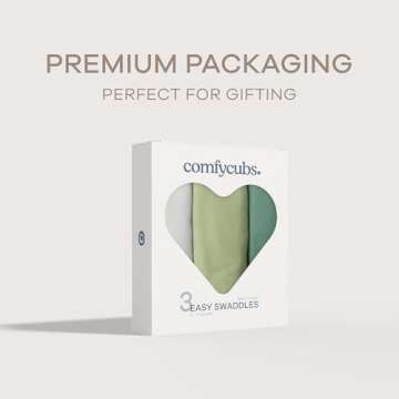 aComfy Cubs Easy Swaddle Blanket, 3 Pack - 100% Cotton Newborn Wrap, Small for 0-3 Months Infants, with Adjustable Velcro, Breathable and Durable Sleep Sack for Babies - Stone, Sage, Azul