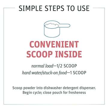 Grab Green Automatic Dishwashing Detergent Powder 3.17 lbs, 80 Loads, Fragrance Free, Plant and Mineral Based, Superior Cleaning, Powerful Grease Removal, Brilliant Shine