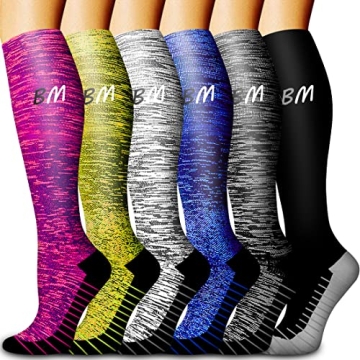 Bluemaple 6 Pack Copper Compression Socks - Ultimate Support for All Activities