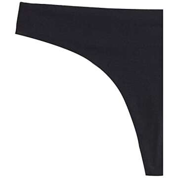 Amazon Essentials Seamless Underwear for Women Thong, Bonded Stretch, 4-Pack, Black, Medium