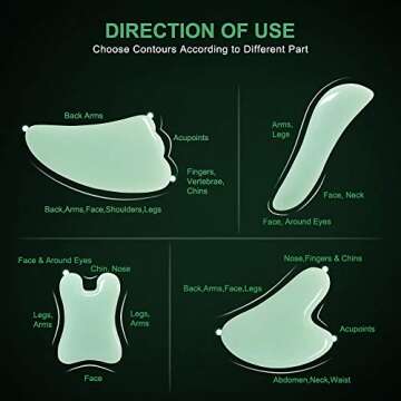 airogym Guasha Massage Tool，Natural Stone Gua Sha Board, 4PCS Guasha Stone Scraping Massage Sets for SPA Acupuncture Physical Therapy Muscle Knots Facial Caring Point Treatment Lymphatic Drainage