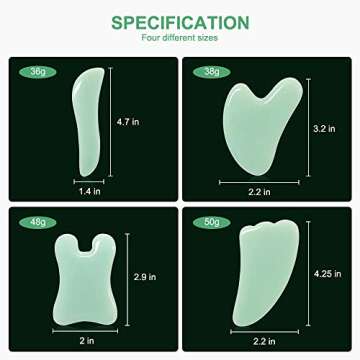 airogym Guasha Massage Tool，Natural Stone Gua Sha Board, 4PCS Guasha Stone Scraping Massage Sets for SPA Acupuncture Physical Therapy Muscle Knots Facial Caring Point Treatment Lymphatic Drainage