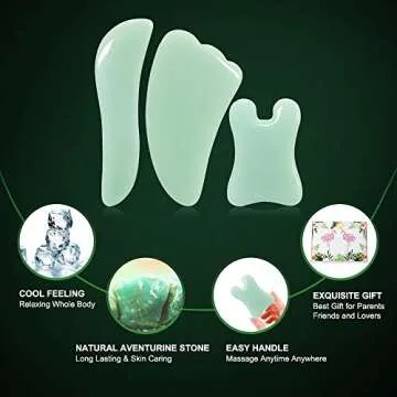 airogym Guasha Massage Tool，Natural Stone Gua Sha Board, 4PCS Guasha Stone Scraping Massage Sets for SPA Acupuncture Physical Therapy Muscle Knots Facial Caring Point Treatment Lymphatic Drainage