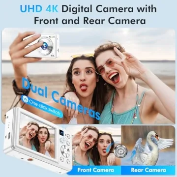 4K Vlogging Camera with Dual Lens Anti-Shake 16X Zoom