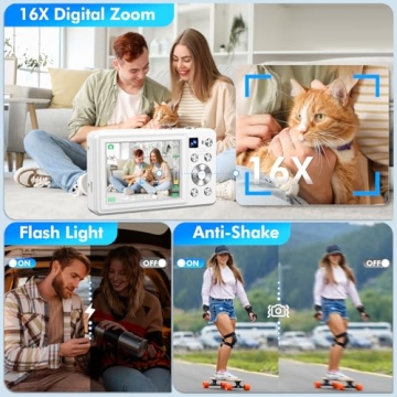 4K Vlogging Camera with Dual Lens Anti-Shake 16X Zoom