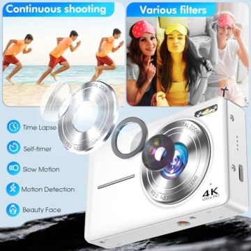 4K Vlogging Camera with Dual Lens Anti-Shake 16X Zoom