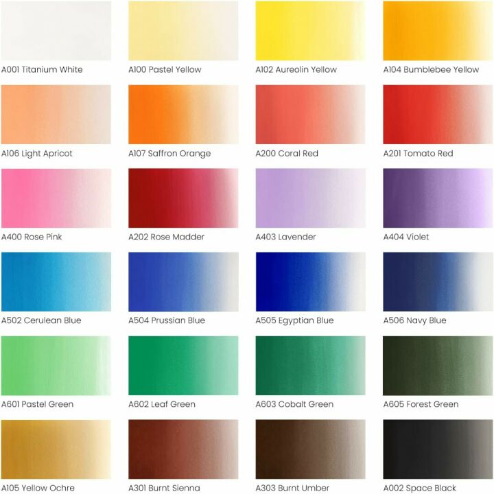 ARTEZA 24 Colors Acrylic Gouache Paint Set