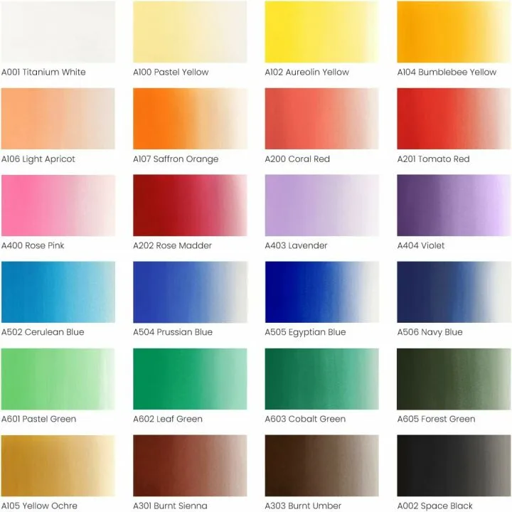 ARTEZA 24 Colors Acrylic Gouache Paint Set