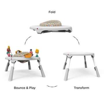 ORIBEL PortaPlay Baby Activity Center: Development Focused Toys. Foldable, Portable, and Transforms to a Play Table, Unisex (Wonderland Adventure, Gray)