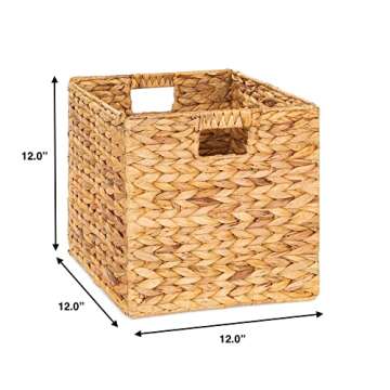 M4DECOR 12x12in Wicker Storage Baskets - Large Cube Storage Bins for Bedroom, Living Room, Nursery (...